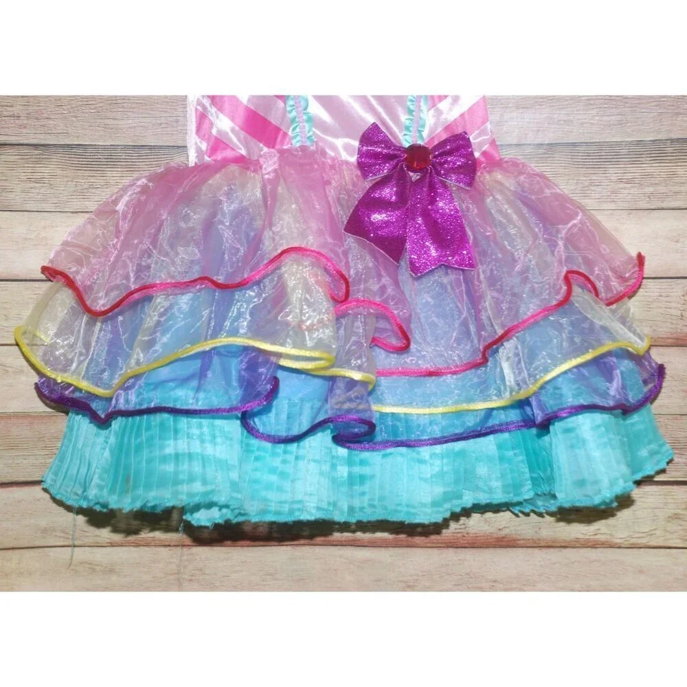 Girls Handmade Candy Girl Halloween Costume Tutu Dress Size M Layered Tulle Bow